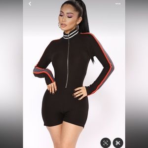 FASHION NOVA Team Player Romper Black with red detail Size Small